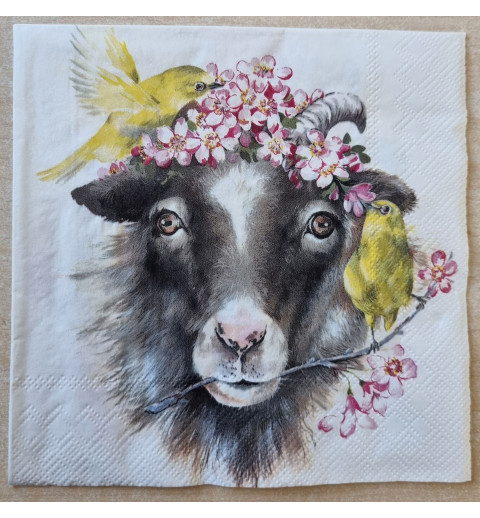 Serviette Ziege/Blumen
