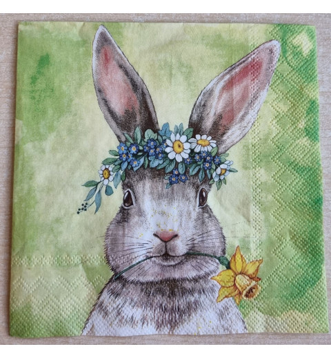 Serviette Kaninchen/Blumen