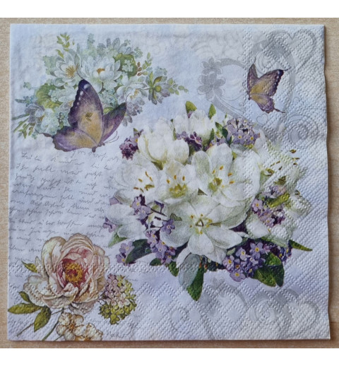 Serviette Blumen weiss