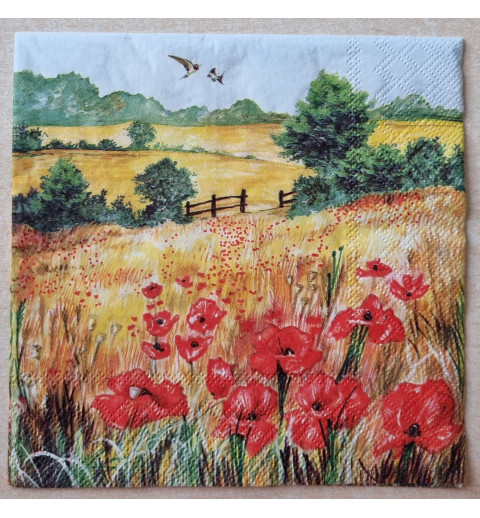 Serviette Mohnblumen Feld