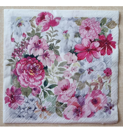 Serviette Blumen rosa/pink
