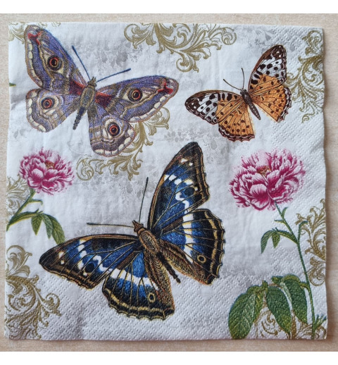 Serviette Schmetterlinge blau/orange
