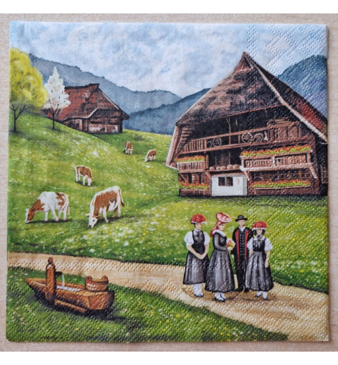 Serviette Kühe/Haus