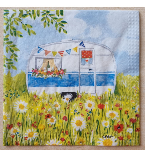 Serviette Wohnwagen/Wiese
