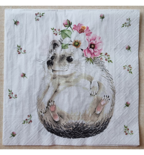 Serviette Igel/Blumen