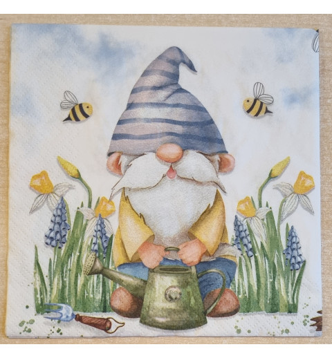 Serviette Wichtel im Garten