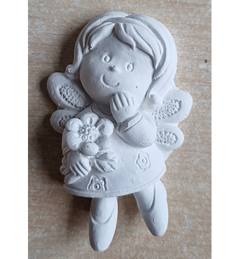 Beton Fee mit Blume weiss