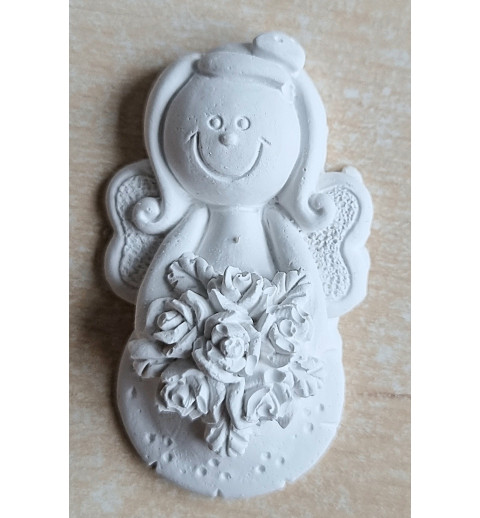 Beton Engel Blumen weiss