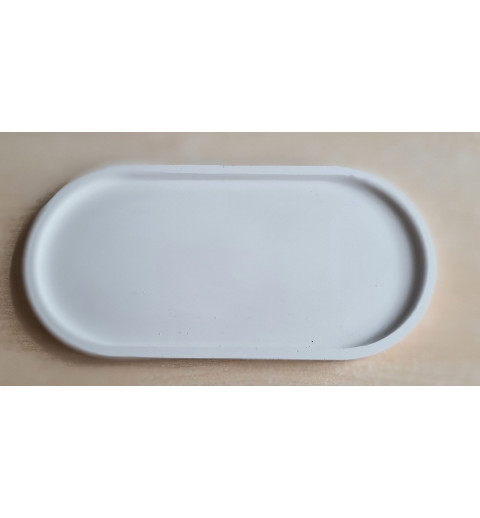 Beton Schale oval weiss