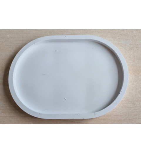 Beton Schale oval weiss