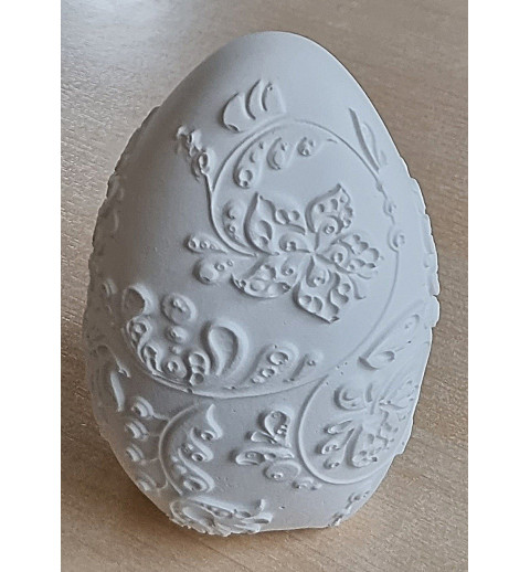 Beton Ei mit Muster weiss