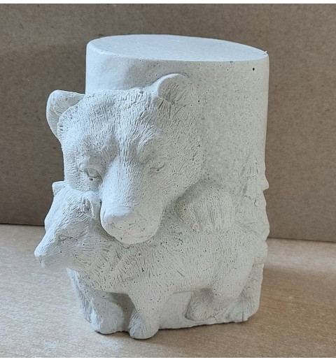 Beton Bär/Baumstamm weiss Wetterfest