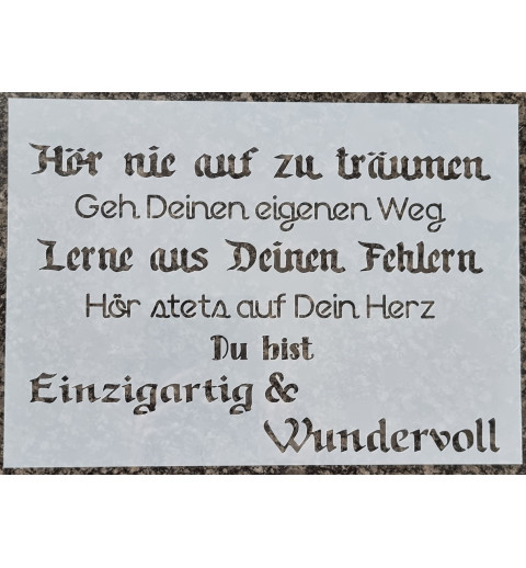 Schablone Hör nie auf zu träumen