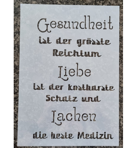 Schablone Gesundheit ist der grösste Reichtum