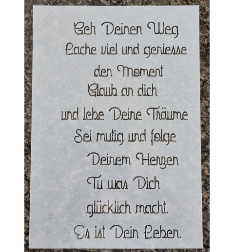 Schablone Geh Deinen Weg