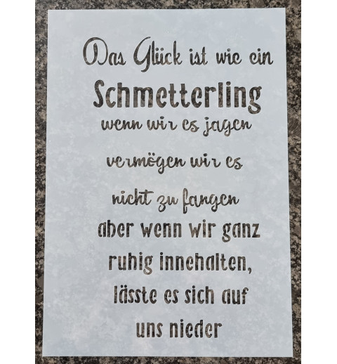 Schablone Das Glück ist wie ein Schmetterling