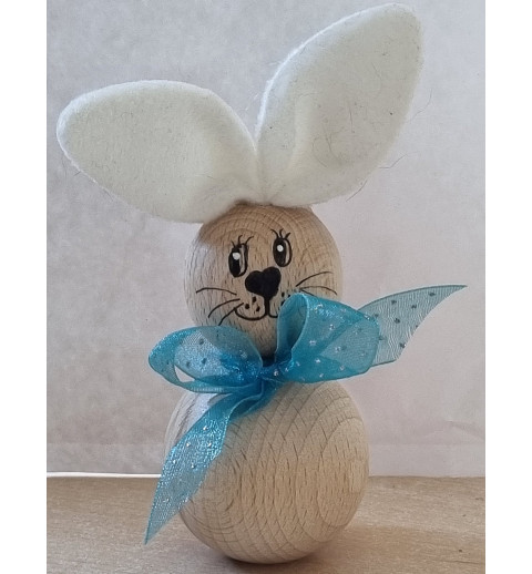 Holzkugeln Kaninchen weiss/türkis