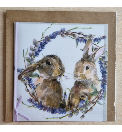 Zwei Kaninchen/Lavendelkranz