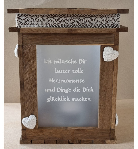 Klötzchen Laterne Holz Ich wünsche Dir...
