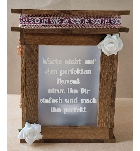 Klötzchen Laterne Holz Warte nicht auf den perfekten Moment