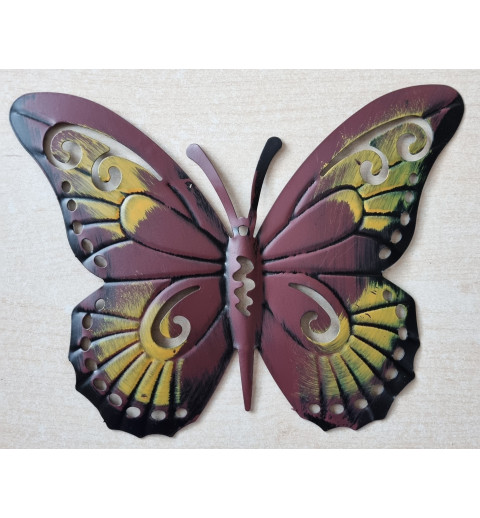Metall Schmetterling bordeaux/gelb