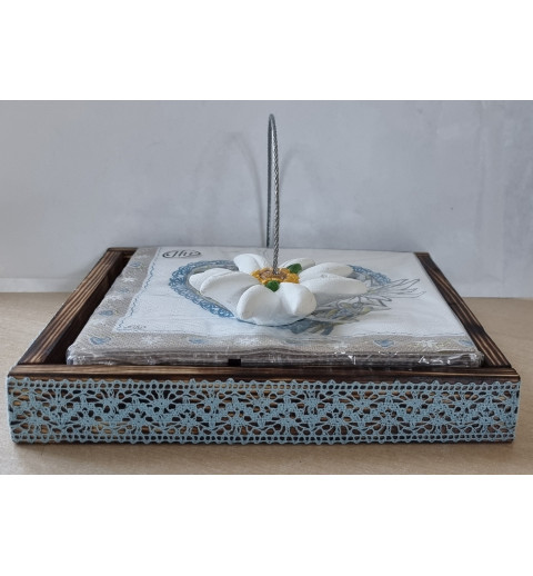 Serviettenhalter geflammt/hellblau Edelweiss
