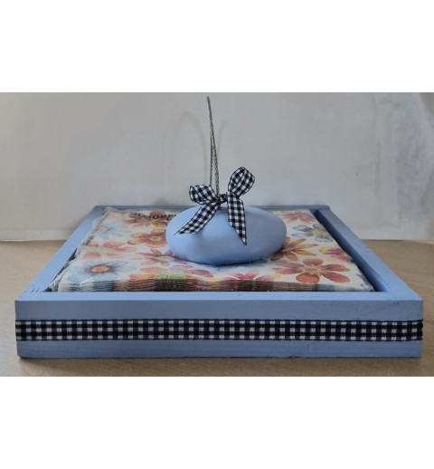 Serviettenhalter hellblau /kariert