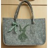 Filz Tasche grau Steinbock grün