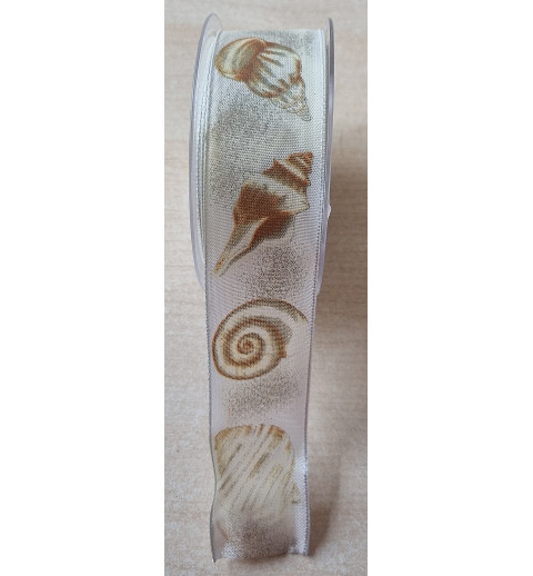 Dekoband Muscheln beige/creme mit Draht