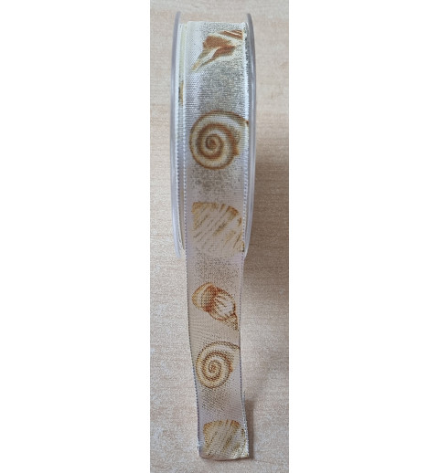 Dekoband Muscheln beige/creme mit Draht