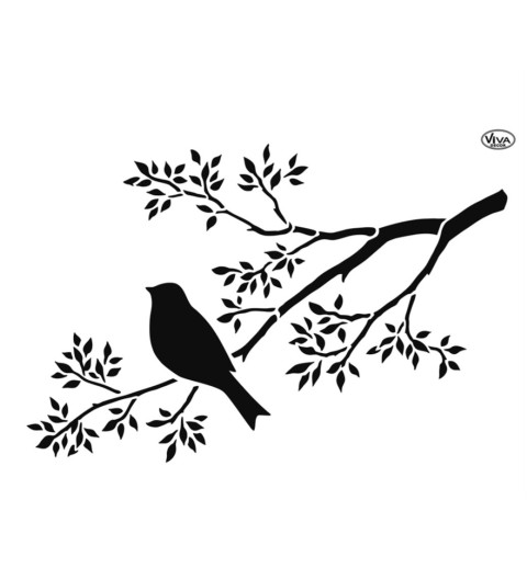 Schablone Vogel auf Ast