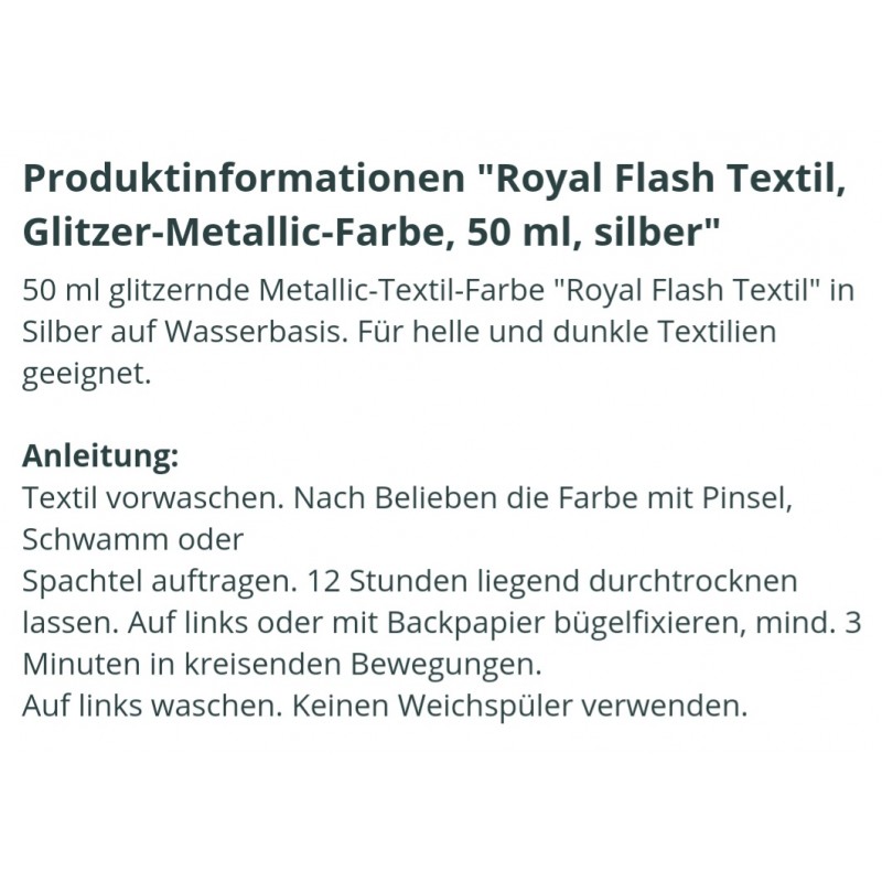 Royal Flash Textil Glitzer Farbe silber