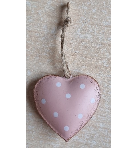 Metall Herz rosa/weiss