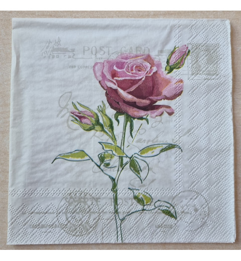 Serviette einzelne Rose rosa