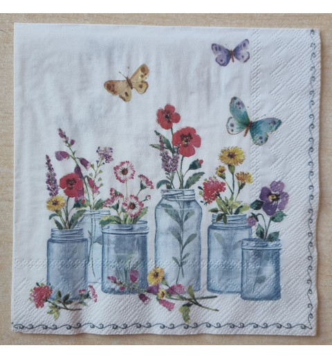 Serviette Blumen in Gläser