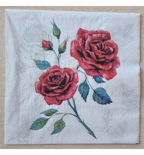 Serviette einzelne Rose rot