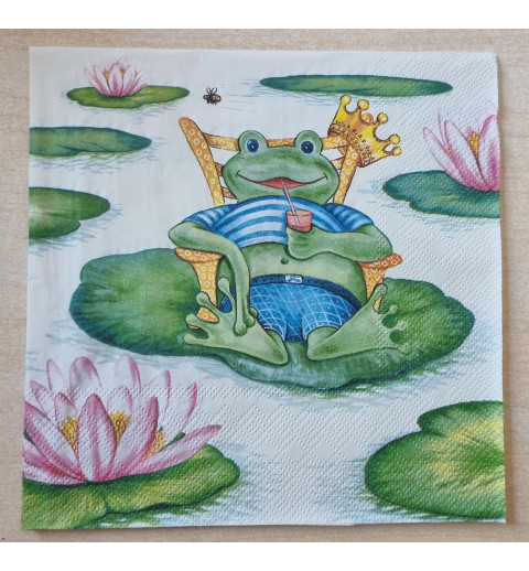 Serviette Frosch am Chillen