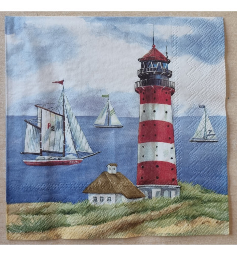 Serviette Leuchtturm/Segelschiffe