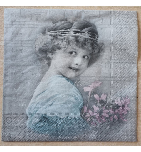 Serviette Mädchen mit Blumenstrauss