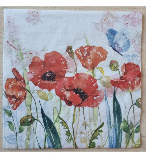 Serviette Mohnblumen rot