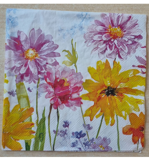 Serviette verschiedene Blumen