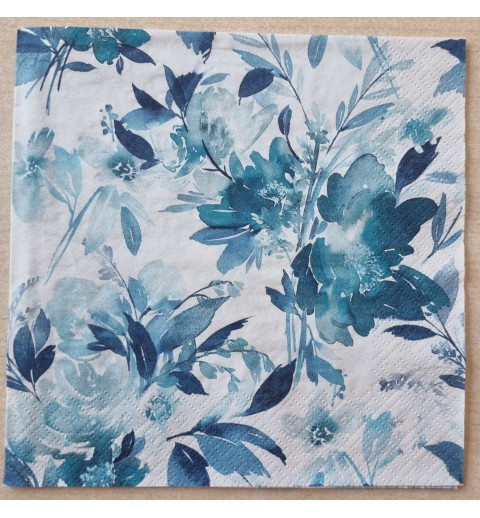 Serviette verschiedene Blumen blau