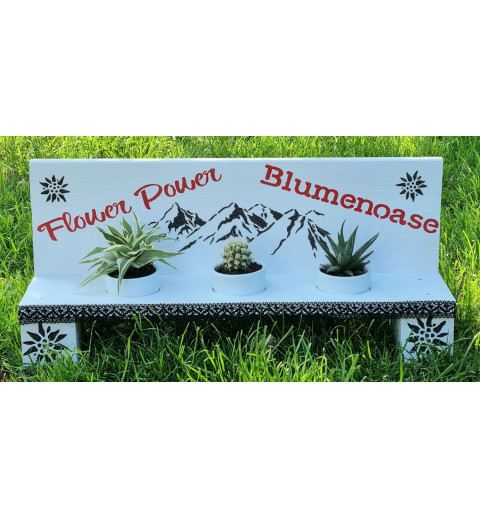 Blumen/Kräuter Bänklein weiss mit Edelweiss