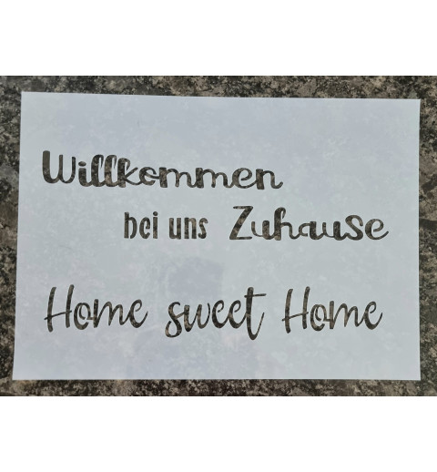 Schablone Willkommen bei uns Zuhause