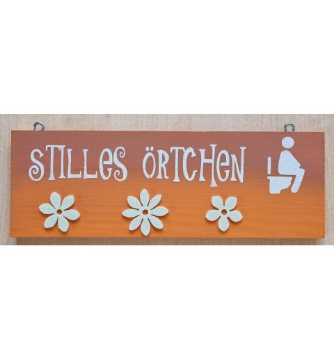 Schild Stilles Örtchen orange