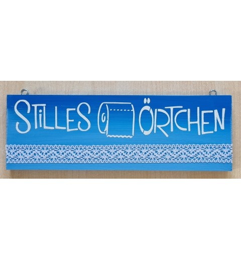 Schild Stilles Örtchen blau