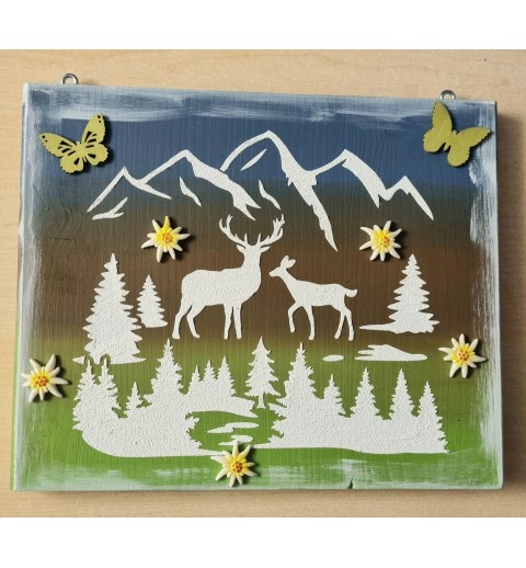 Schild Hirsch/Berge