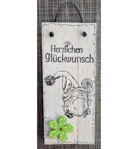 Mini Schild Herzlichen Glückwunsch/Wichtel