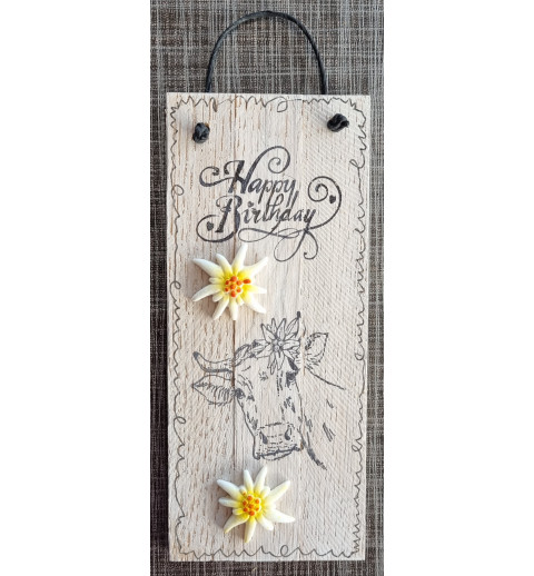 Mini Schild Happy Birthday/Kuh