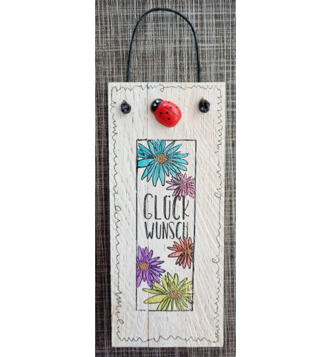 Mini Schild Glückwunsch/Marienkäfer